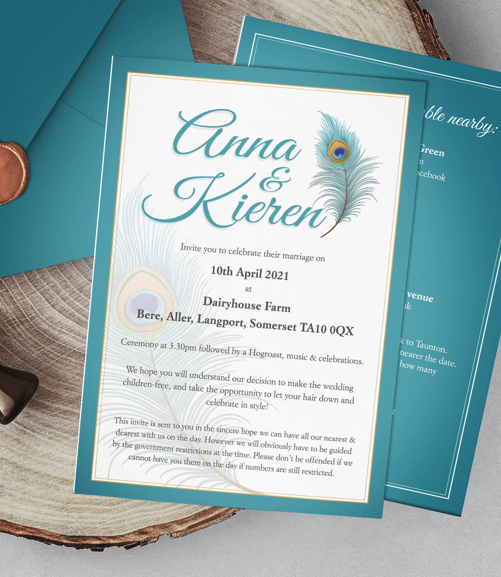 Wedding invite graphic design taunton